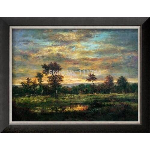 Art paintings oil on canvas Pond at the Edge of a Wood by Theodore Rousseau Home Decor High quality 100%hand painted