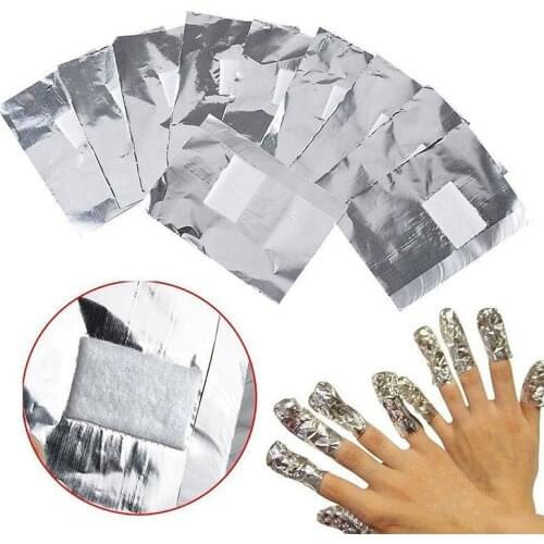 XMQ 100Pcs Aluminium Foil Remover Wraps with Acetone Nail Art Cotton Wipes Soak Off Acrylic UV Gel Nail Polish Remoer Tools
