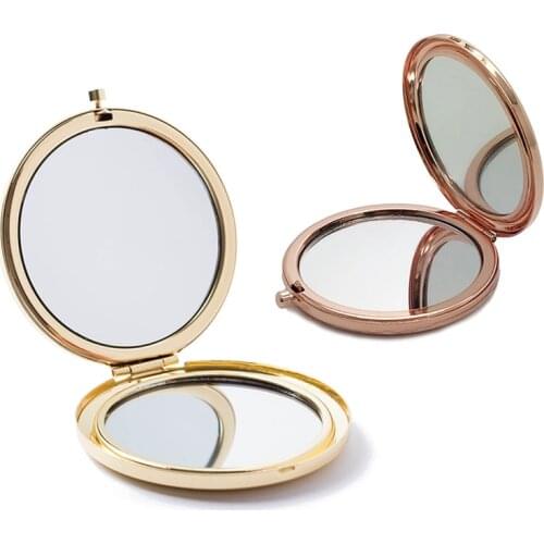 Round Pocket Makeup Mirror Portable Folding Double-Side Mirrors Beauty Accessories Rose Gold Enlargeable Compact Makeup Mirror