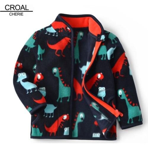 CROAL CHERIE Autumn Fleece Kids Jackets for Boys Dinosaur Warm Kids Boy Outerwear Windbreaker Winter Baby Boy Clothing