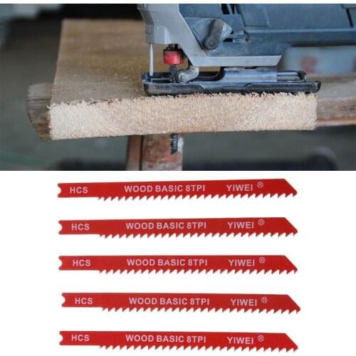 5pcs Durable U-shank High Carbon Steel 8 TPI Reciprocating Saw Blade Cutter For Wood Jig Cutting