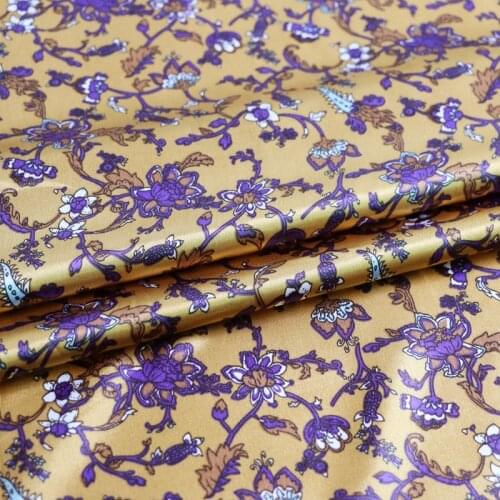 Meter Satin Fabric Retro Floral Dress Shirt Scarf Material Soft Charmeuse Satin