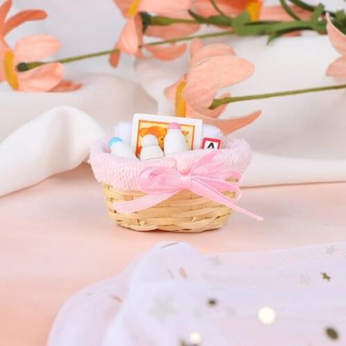 2 SIZE 1/12 Dollhouse Miniature Accessories Mini Feeding Bottle Basket Simulation Furniture Model Toys for Doll House Decoration