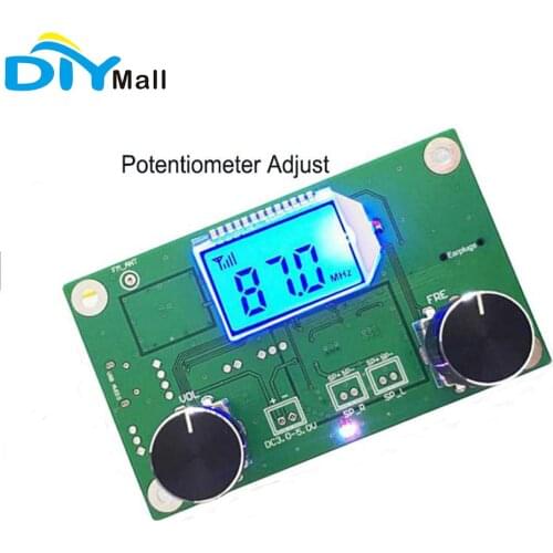 FM Radio Receiver Module LCD Display 3-5V Frequency Modulation Stereo Receiving PCB Circuit Board 3-5V Potentiometer Adjustment