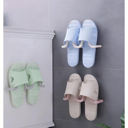 Wall-mounted shoe rack bathroom wall-mounted slippers shelf home space saving no trace shoe storage rack