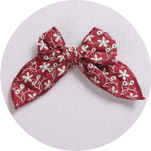 New Kids Daisy Embroidery Bows Hair Clips Butterfly Hairpins Korean Hair Barrettes Bangs Side Clip Hair Accessories For Girls