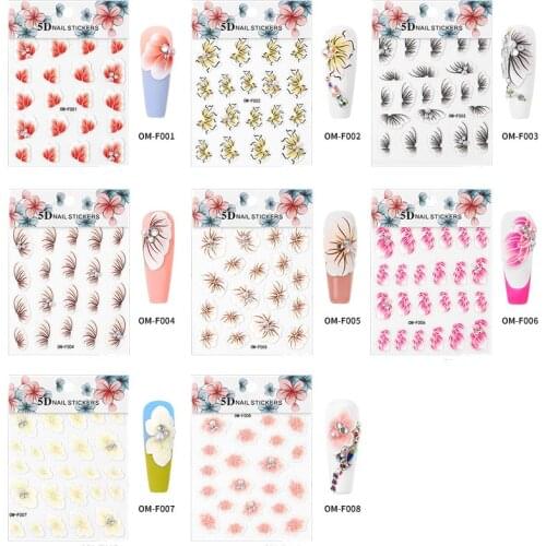 New Ultra-thin Transparent Three-dimensional Relief Flower Series Nail Art Decals 5D Embossed Nail Sticker Decoration