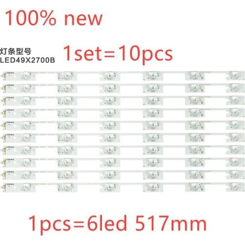NEW 10PCS/set 515mm LED backlight 6lamps for Konka 49 inch TV A49U LED49X2700B LED49G9200U 35020878 35020880 LC490EGY(SJ)(M2)
