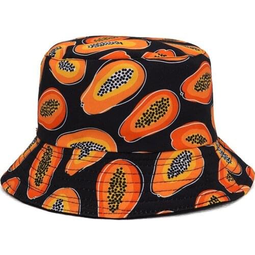 2021 Cotton fruit print Bucket Hat Fisherman Hat outdoor travel hat Sun Cap Hats for Men and Women 459