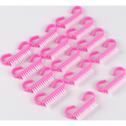 50Pcs Plastic Nail Cleaning Brush Manicue Brushes Powder Dust Soft Remover Pink Handle Nail Accessories Pedicure Nail Clean Tool