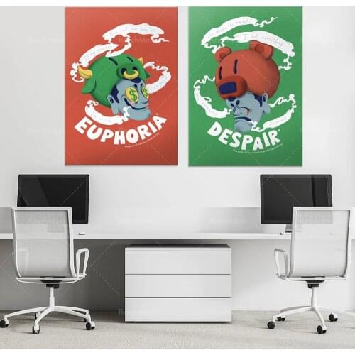 Marché haussier et baissier | Art sur toile | Décoration de bureau | Art | Investisseur | Bourse | Bitcoin | Cryptage | Day Trad