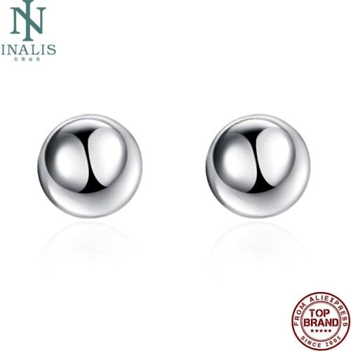 INALIS Earrings For Women Minimalist Round Bead Copper Stud Earring Silver Plated Fashion Jewelry Hot Sale Wedding Accessories