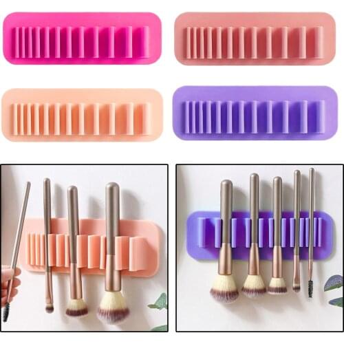 Silicone Wall Mount Makeup Brush Holder Storage Stand Hanger Case Organizer Suction Wall Cosmetic Brush Air Drying Rack Stand