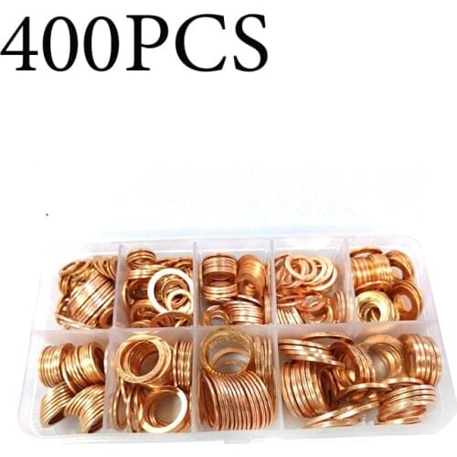 400pcs Mixed M5 M6 M8 M10 M12 M14 M16 M18 M20 M22 Copper Seals Oil Copper Rings Copper Washers Hardware Fasteners Accessories