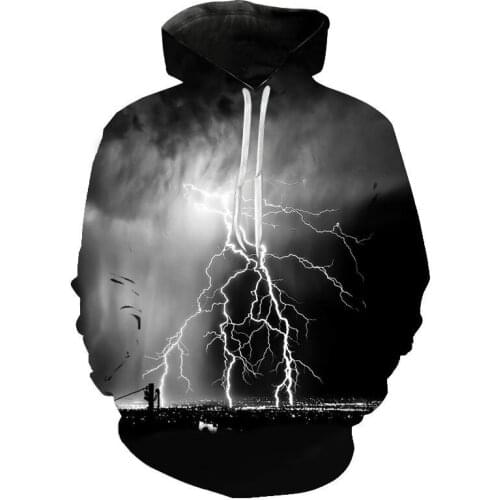 Hoodie Spring New Tops Fashion Mens and Womens Long Sleeve 3D Printing Thunder Harajuku Sports Pullover Hip Hop Casual Clothes