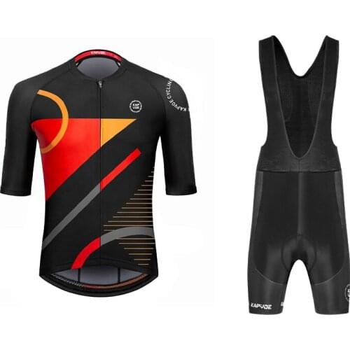 Kapvoe Cycling Jersey Set Men Summer Team MTB Bike Clothes Riding Equipment UV Skin Protetction Fashion Design Suit Bib Shorts