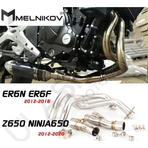 Motorcycle Exhaust Full System Muffler Slip On For KAWASAKI ER6N ER6F 2012-2016 Ninja 650R Z650 2017-2019 Versys 650 2015-2020