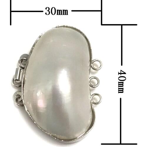 30*40mm Three Rows Natural White Mabe Pearl Clasp