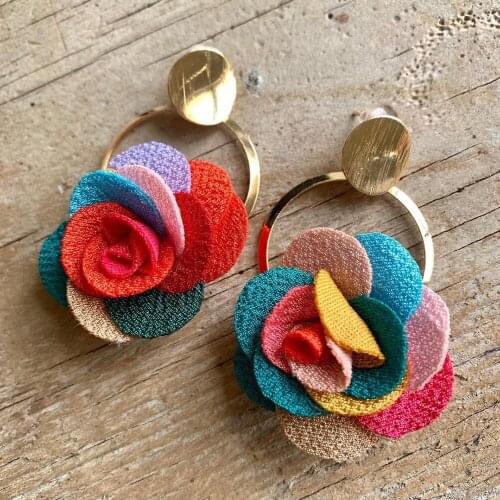 Dvacaman Colorful Rose Flower Drop Earrings for Women 2019 Trendy Metal Statement Earrings Dangle Wedding Party Jewelry Bijoux