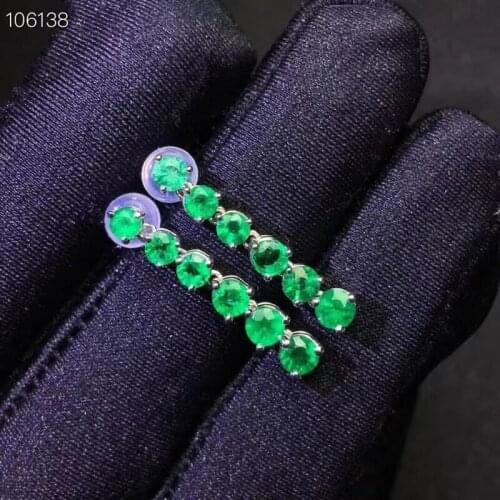 Fashion natural green emerald gem earrings with silver for women jewelry long fruits birthday party gift style hot selling