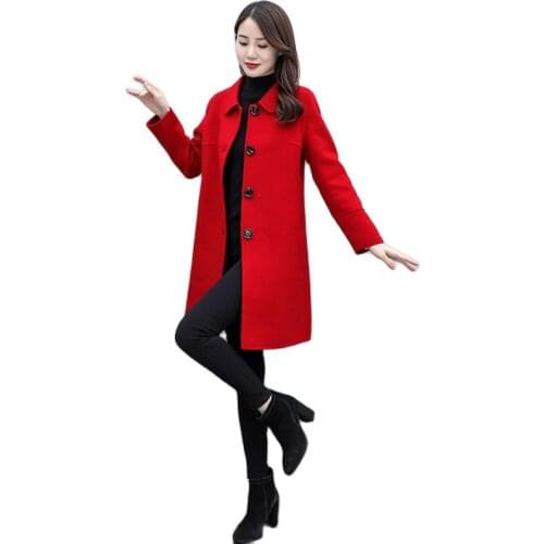 Woolen Coat Womens 2021 New Fall Winter Clothes Fashion Casual Tops Loose Jacket Female Long Coat Wool Overcoat Plus Size 4XLB