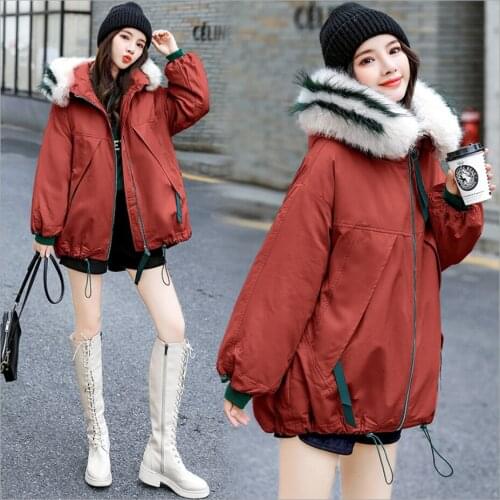 Winter Women Long Parkas Jackets Casual Female Thicken Warm Windproof Fur Collar Hooded Jackets Coats Outwear Overcoat Black
