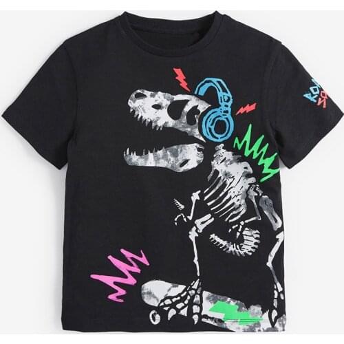 100% Combed Cotton Kids tshirt Bebe Boy Brand Summer Short Sleeve Infant Children Black Cool Tee Baby Boys Clothes Dinosaur Tops