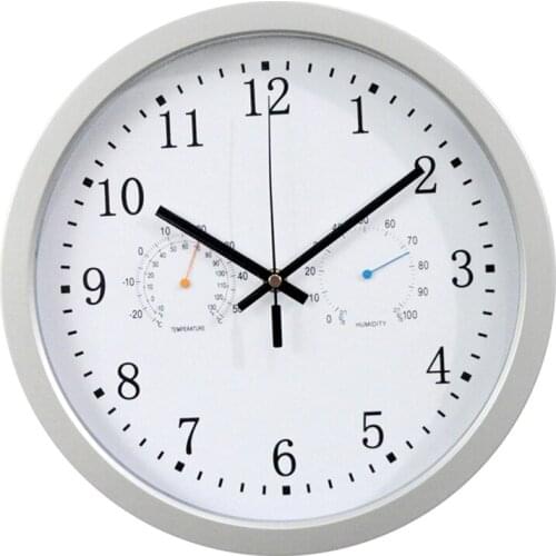 12Inch Clock Automatic Time Adjustment Scanning Radio Controlled Clock Temperature Hygrometer Wall Clock Quiet Design