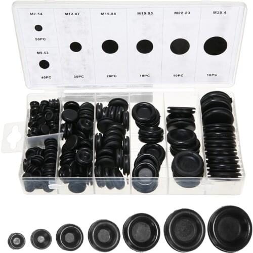 170pcs Black Rubber Grommet Firewall Hole Plug Retaining Ring Set Car Electrical Wire Gasket Kit For Cylinder Valve Water Pipe