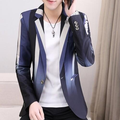 2021 Striped Men Blazers Fashion Slim Fit Casual Suit Jacket Korean Business Blazer Masculino Wedding Casual Social Dress Coat