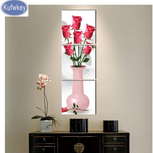 3pcs Full,Diamond Embroidery,5D,Diamond Painting red rose,flower,Cross Stitch,3D,Diamond Mosaic,Needlework,Crafts,Christmas,Gift