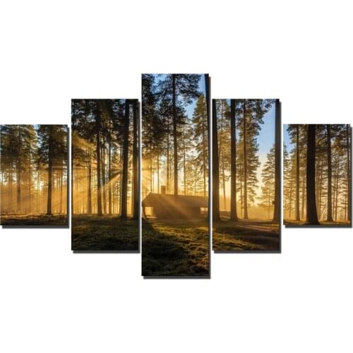 5 Panels Sunshine Wall Art Canvas Painting Sunset Beautiful Scenery Art Pictures Landscape Wall Posters Large For Cuadros Decor