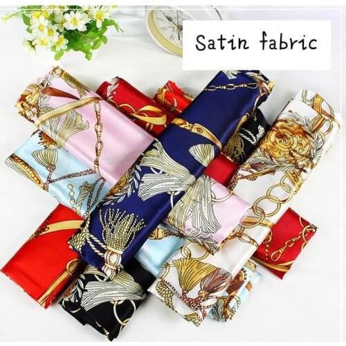 150cm satin fabric classic chain printing fabric clothing handmade gift box packaging fabric scarves scarf diy cloth