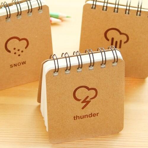 Cute Coil Memo Pad Notebook Kawai Kraft Paper Post Note With Blank Paper For Kids Writing Stationery Office School Supplies