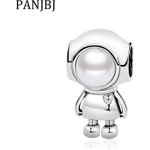 New Original 100% 925 Sterling Silver Bead Charms Little Astronaut Charm Beads Fit Bracelet Necklace DIY Women Jewelry