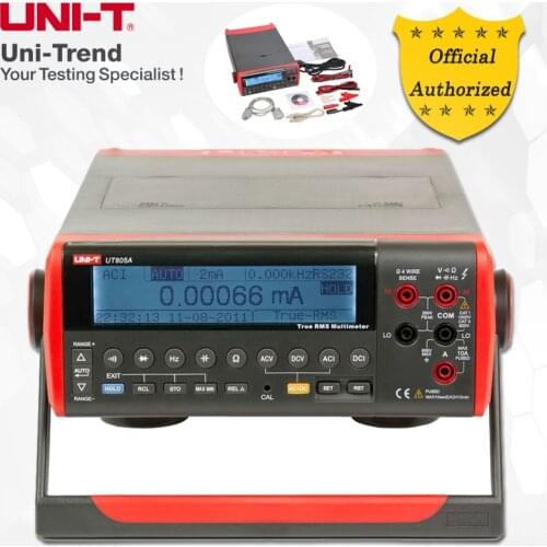 UNI-T UT805A Auto Range Benchtop Digital Multimeter; True RMS Digital Multimeter; RS-232/USB interface, 199999Max Display