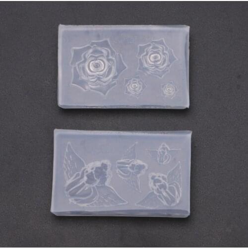 Handmade Rose Flower Cherub Angel Epoxy Resin Mold Floral Earrings Bracelet Keychain Resin Casting Molds Art Craft Tools
