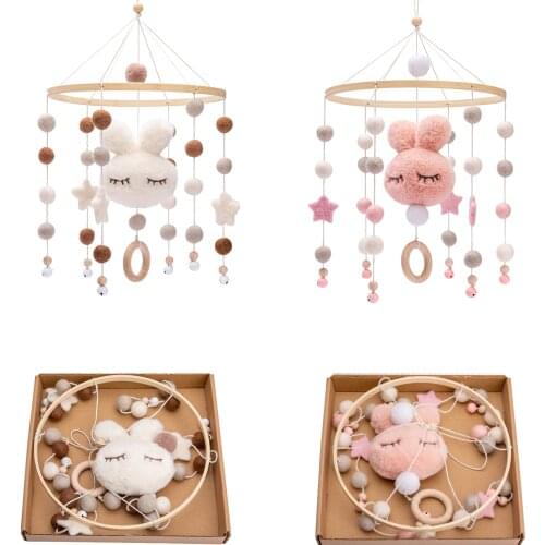 Newborn Baby Rattles Crib Mobiles Toy Bed Bell Musical Box 0-12month Cloud Cotton Carousel Children Room Hanging Decorations