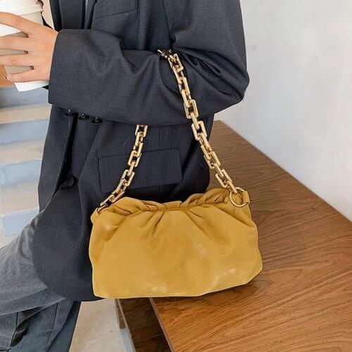 Women Cloud Bags 2020 New Designer Velvet Small Shoulder Bags Female Thick Chain Bag Ladies Pleated Underarm Bags bolsa feminina