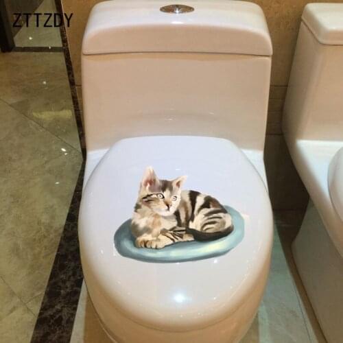 ZTTZDY 21.9*16.3CM Domestic Cat Wall Sticker Toilet Decal BedRoom Home Decor Modern Art T3-0379