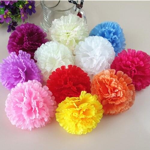 100pcs 9cm 13Colors Fabric Artificial Carnation Silk Flower Heads DIY Accessories Arch Flowers Wedding Flower Vine Decoration