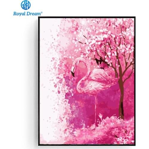Framed Pink Flamingo Oil Painting By Numbers for Christmas Gift Europe Digital Painting On Canvas