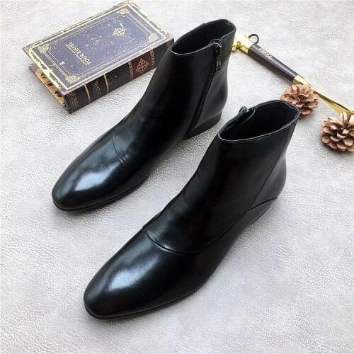 British Style Leather Boots Genuine leather Fashion Hot Short Martin Boots Dress Shoes Hot 2018