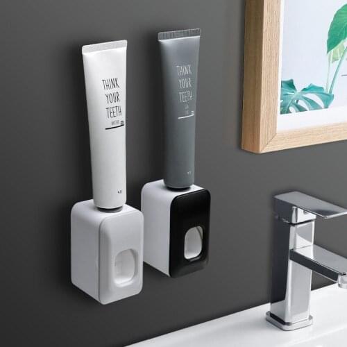 Creative Automatic Toothpaste Dispenser Squeezers Wall Mounted Dust-proof Toothbrush Holder Rack Washable Bathroom Accessories