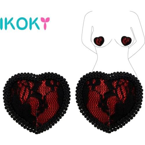IKOKY 1 Pair Breast Petals Nipple Clamp Backless Bra Pad Chest Stickers Tassels Heart Shape Nipple Covers Sex Toys For Women