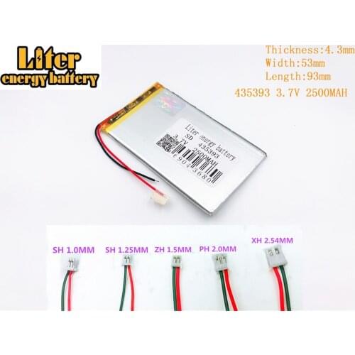 435393 3.7V 2500mAh batteries Li-polymer battery FOR 3.7V 2500MAH 435393 PLUG polymer rechargeable battery