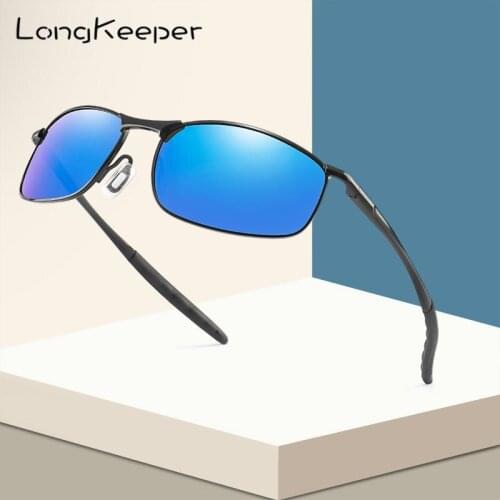 LongKeeper Vintage Retro Brand Design Polarized Sunglasses Men Square Driving Goggles Day Night Vision Sun glasses UV400 hombre