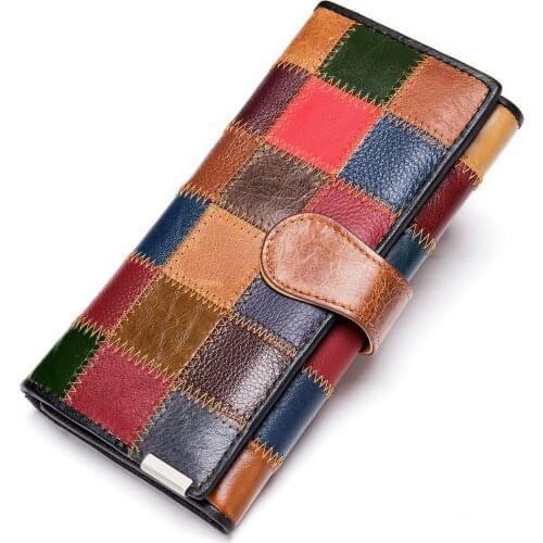 Fashion Genuine Leather Women Wallets Female Long Clutch Money Bag Luxury Real Leather Wallet Ladies Coin Purse Wifes Gift