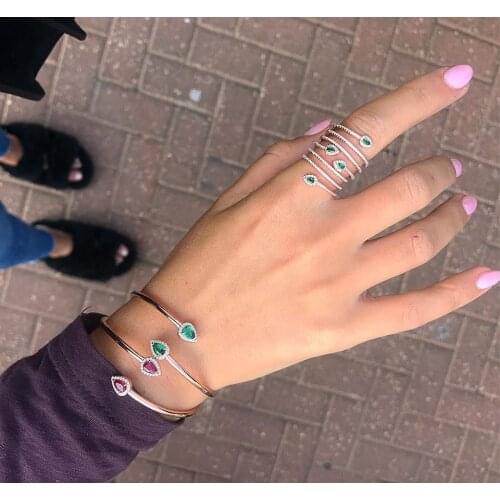 Trendy fashion women jewelry European lady gift Open adjusted size Cuff bangle bracelet Gold jewelry