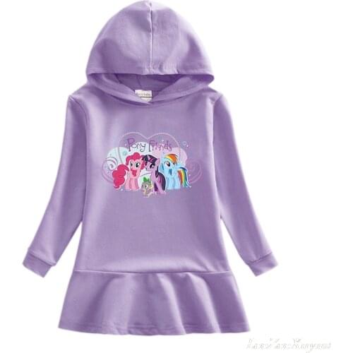 My Baby Girl Summer Little Pony Cartoon Girls Rainbow Costume Casual Short Sleeve Dresses Pony Dress Home Wear 1-8 Year